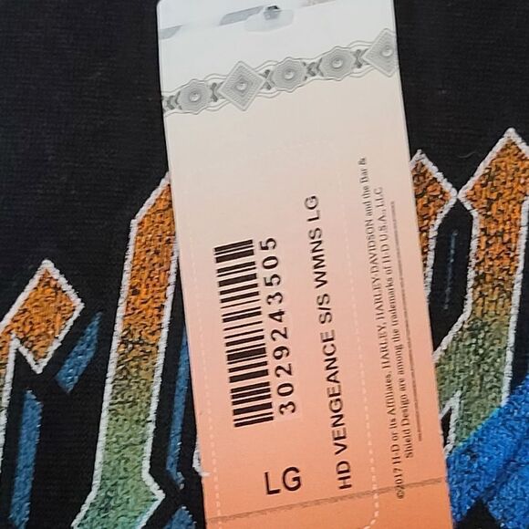 Large Womens Harley Davidson Tee Bleach Wash Neon - Picture 8 of 12